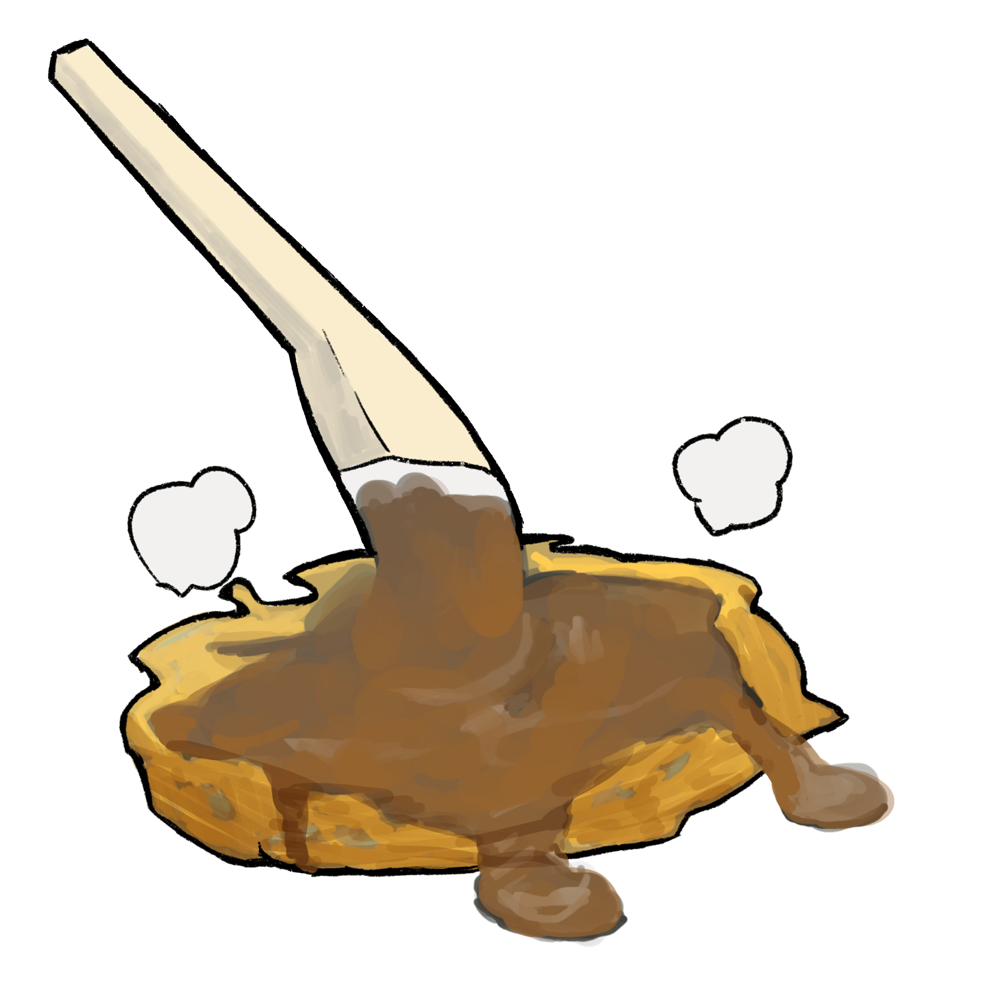 お好み焼きにソースを塗っているイメージ画像